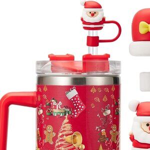 Christmas Themed Straw Toppers Set of 10 NIB